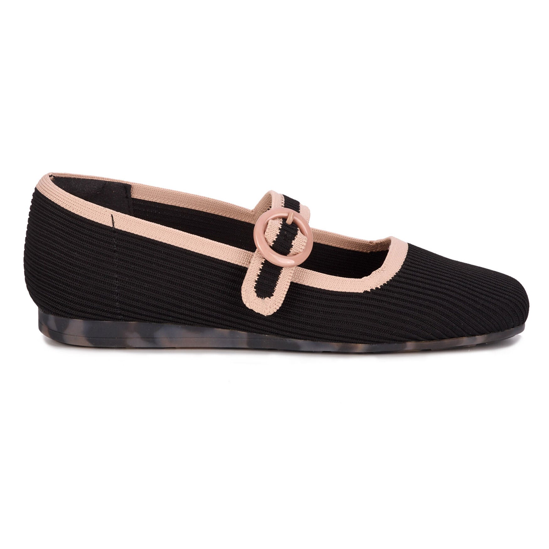 Naomi Mary Jane Stretch Flat, BLACK TAUPE KNIT, alternate image number 2