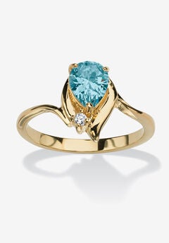 Yellow Gold Plated Simulated Birthstone And Round Crystal Ring Jewelry