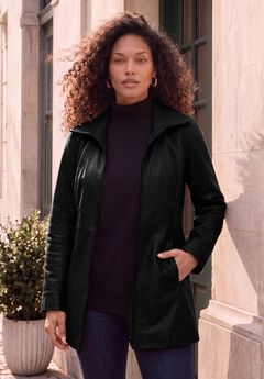 Plus Size A-Line Leather Jacket