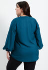Split-Neck Blouson-Sleeve Top, , on-hover image number null