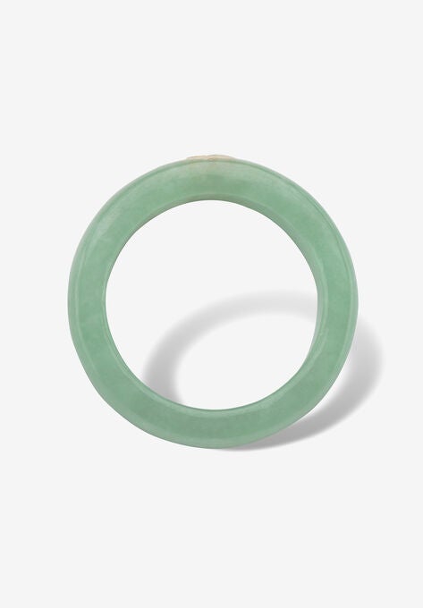 10K Yellow Gold Bezel Set White Topaz Jade Ring Jewelry, , on-hover image number null
