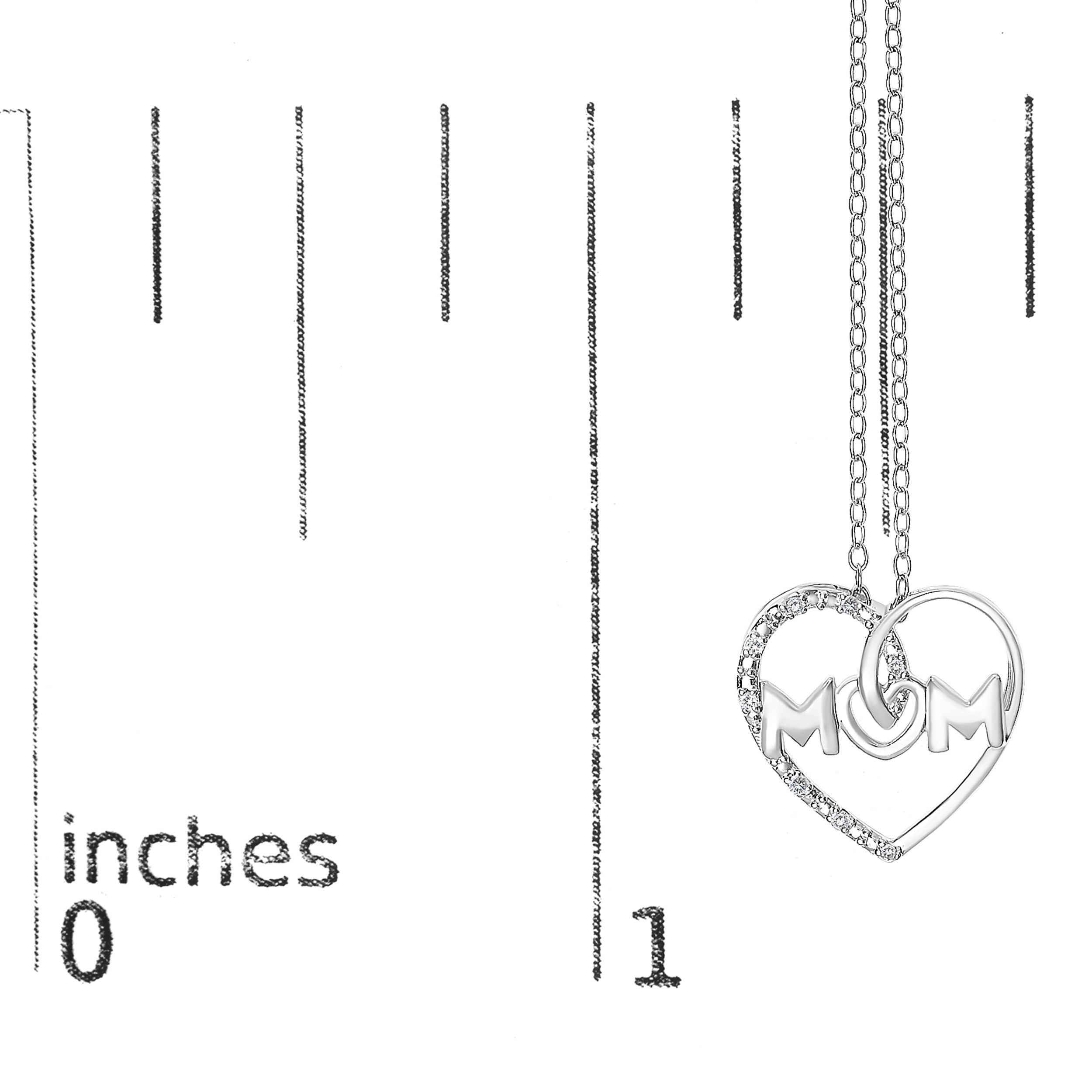 Silver Diamond Accent MOM Heart Pendant Necklace, WHITE, alternate image number 4