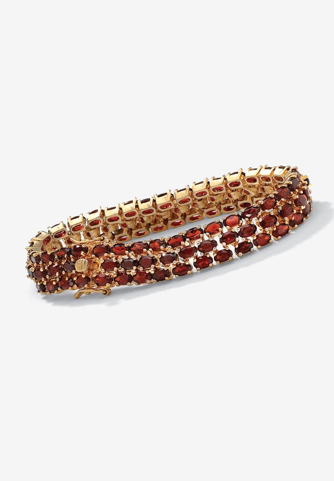 Gold & Sterling Silver Tennis Bracelet with Garnet, GOLD, hi-res image number 0