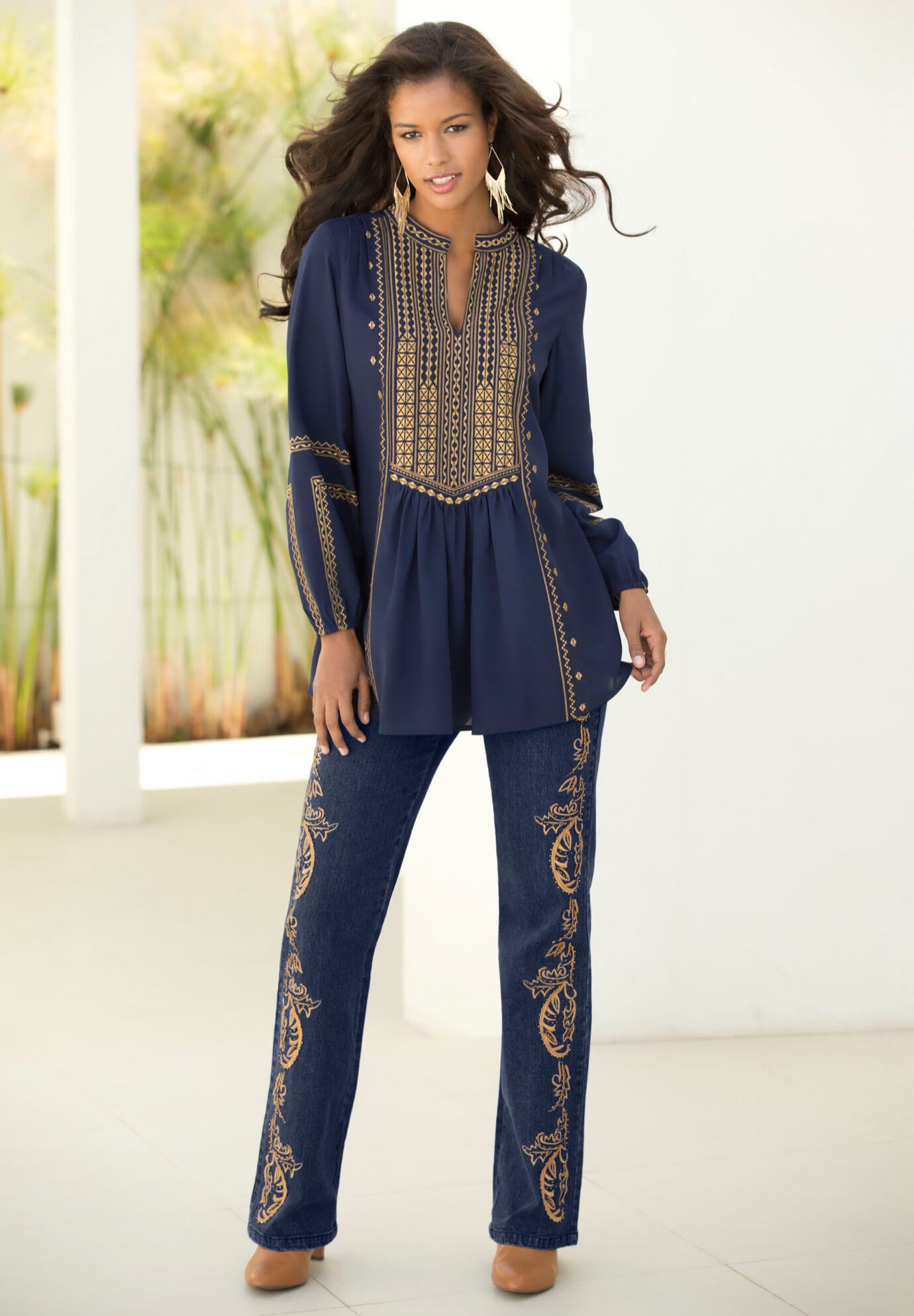 Embroidered Boho Tunic, , alternate image number 3