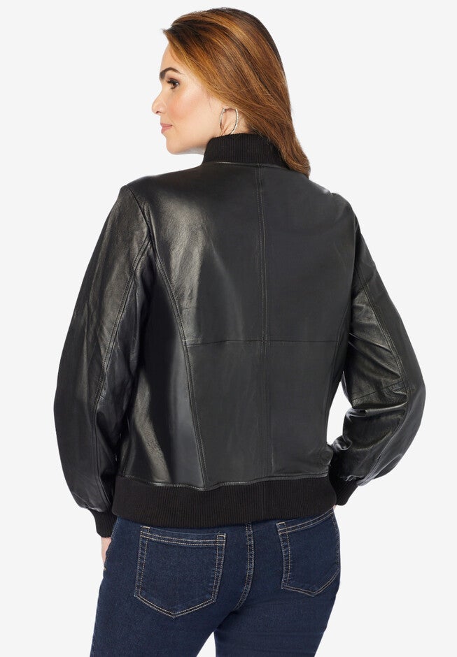 Leather Bomber Jacket, , on-hover image number null