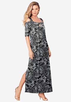 Plus Size Cold Shoulder Maxi Dress