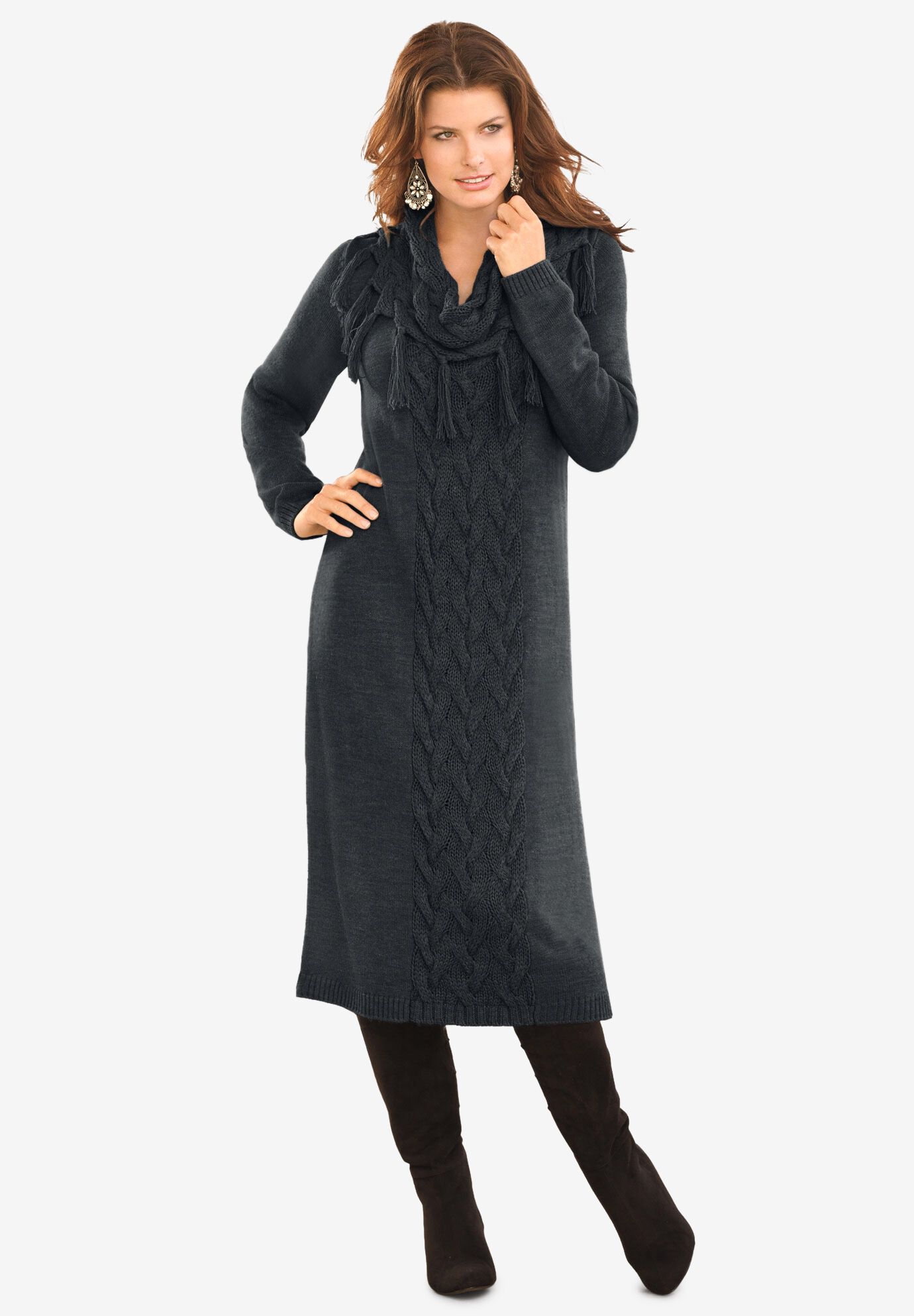 sweater dress cowl neck