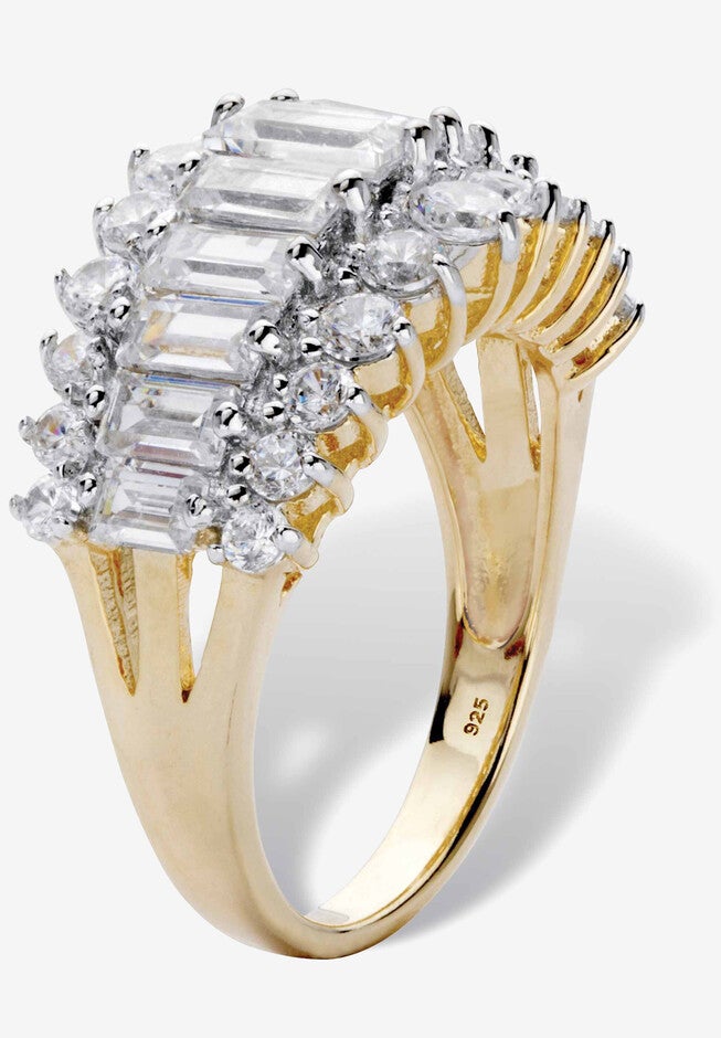 14K Gold & Sterling Silver Cubic Zirconia Ring, , on-hover image number 1