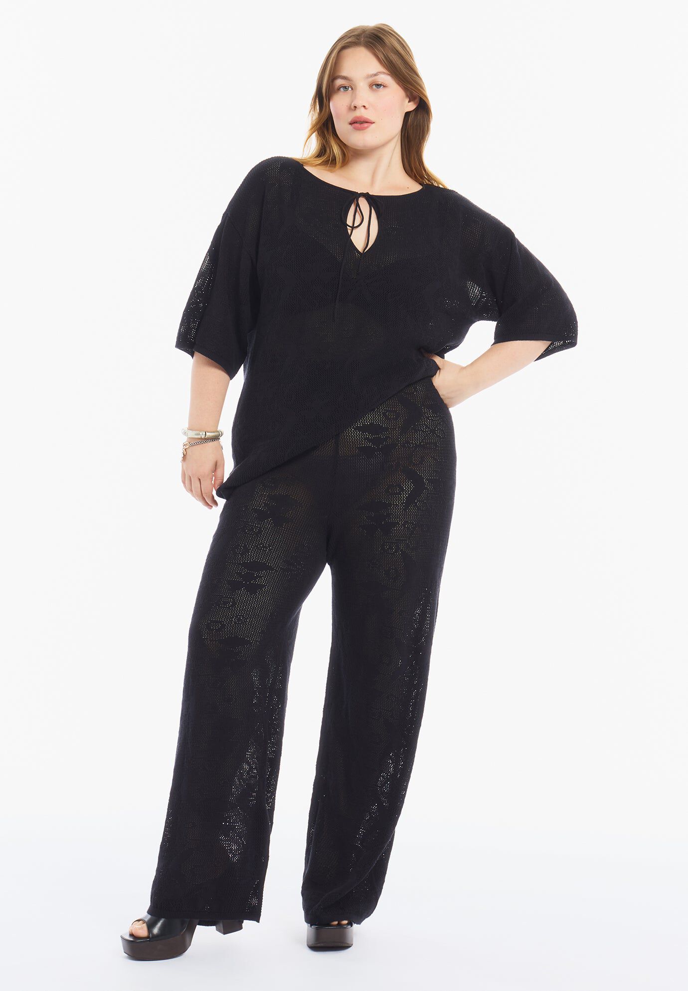 Straight-Leg Jacquard Knit Pant