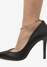 5 Piece Herringbone, Curb & Cable Link Ankle Bracelet Set Goldtone 9" Length Jewelry, , alternate image number null
