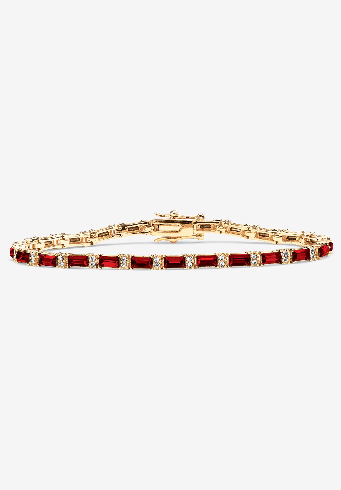 Birthstone Gold-Plated Tennis Bracelet, JULY, hi-res image number 0