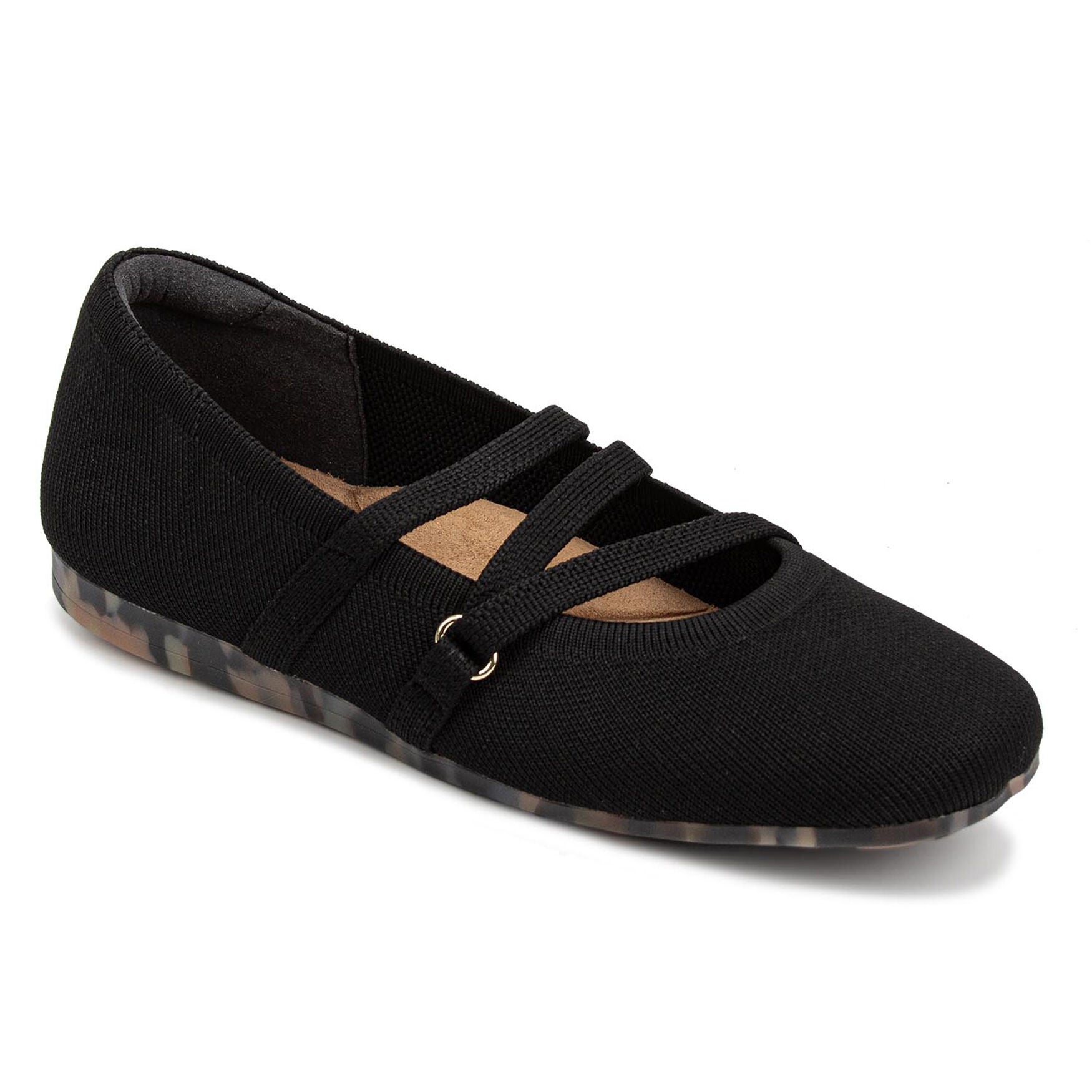 Nicolette Zig Zag Stretch Knit Flat, BLACK KNIT, hi-res image number 0