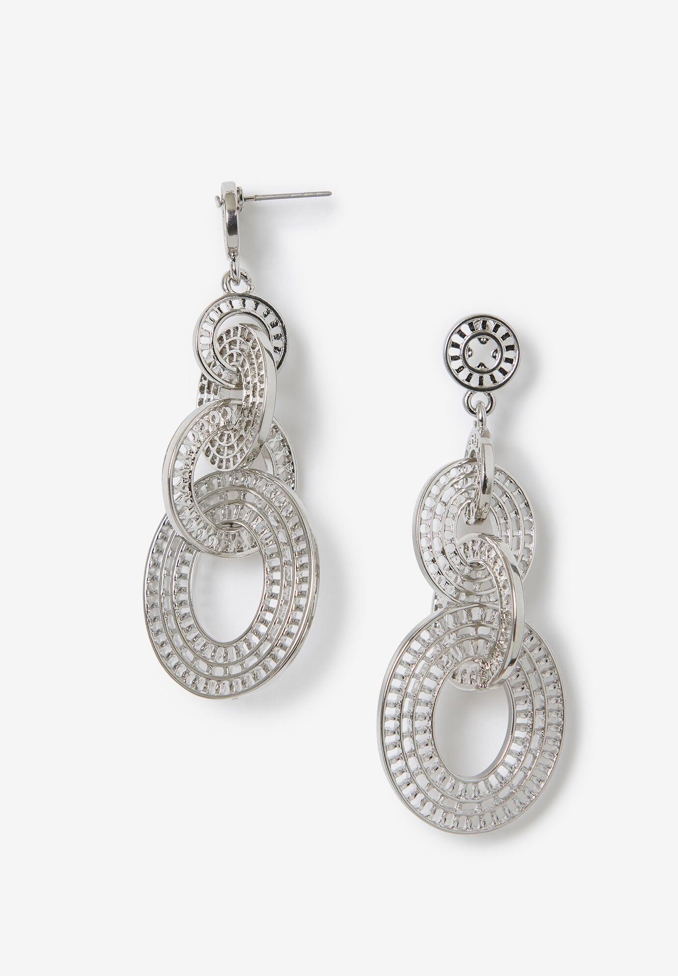 Interlocking Drop Earrings Elegant Design, Silver Catherines