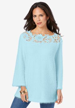 Eyelash Lace Neck Sweater