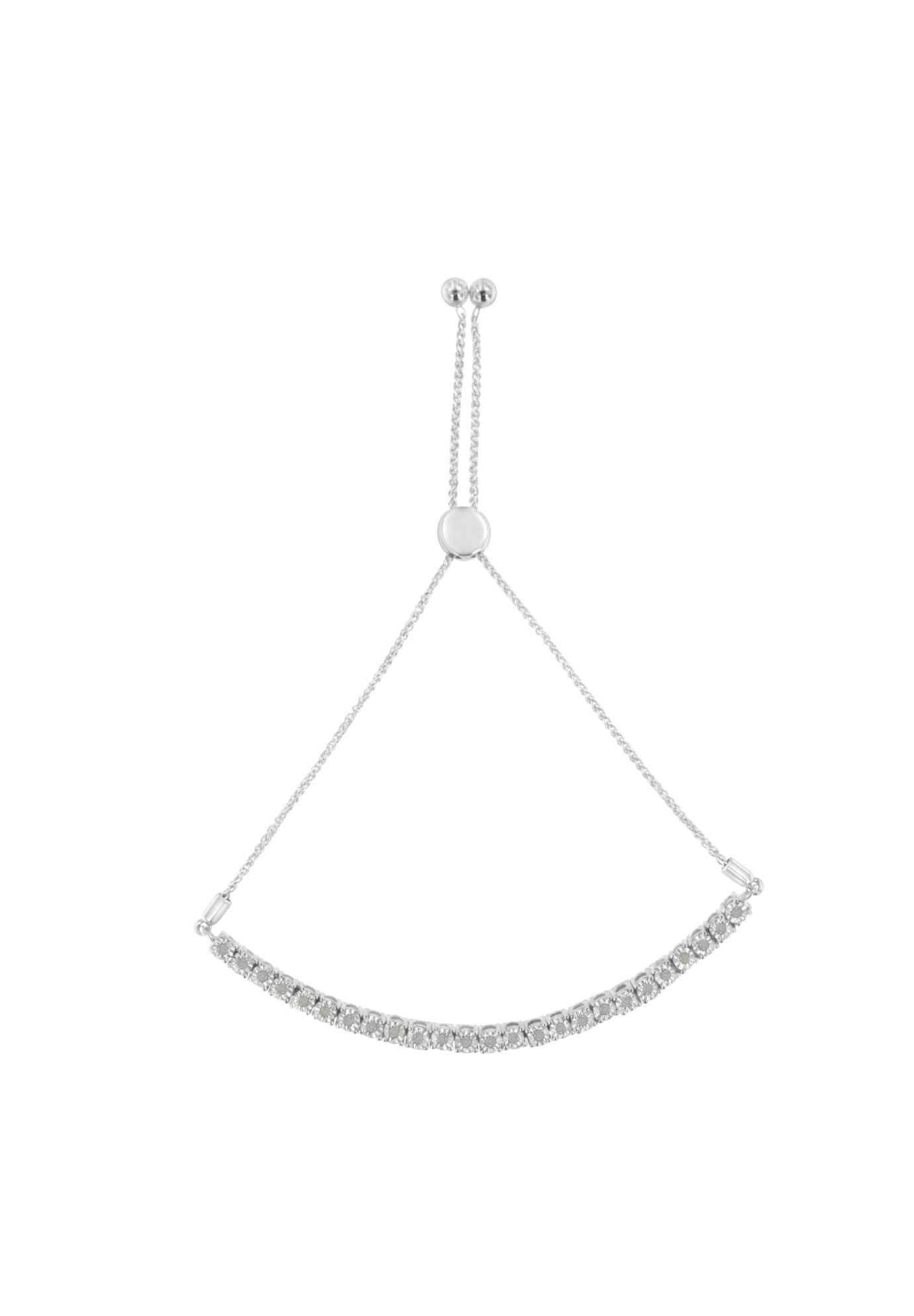 Sterling Silver Miracleset Diamond Adjustable Bolo Tennis Bracelet, , on-hover image number 1