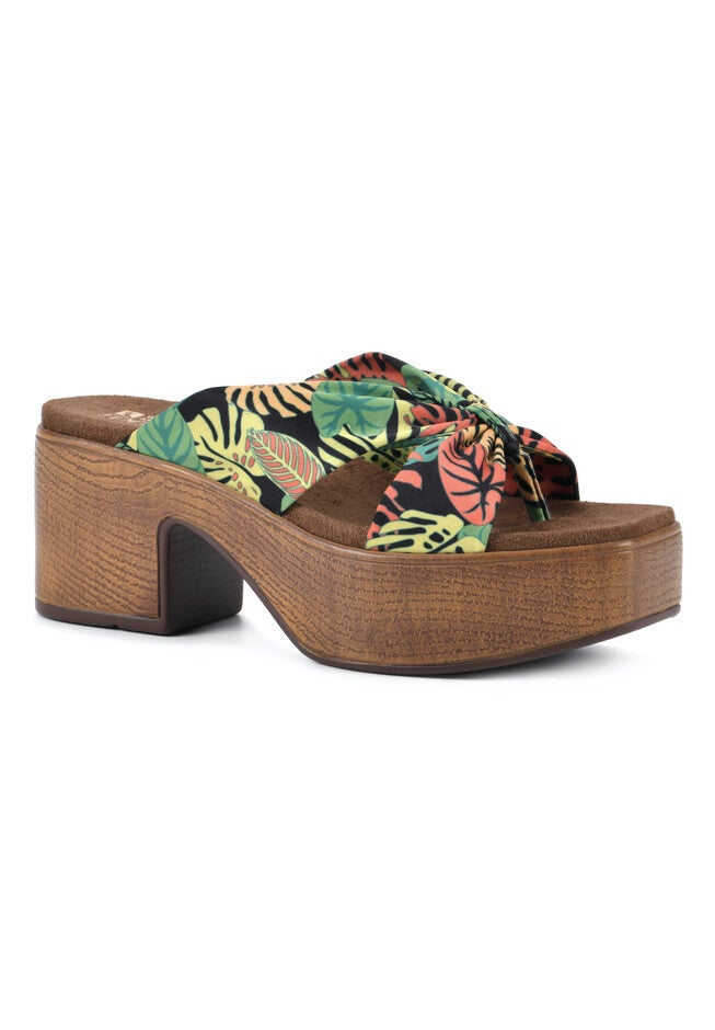 White Mountain Glamming Platform Sandal, GREEN MULTI TROPICAL, hi-res image number null