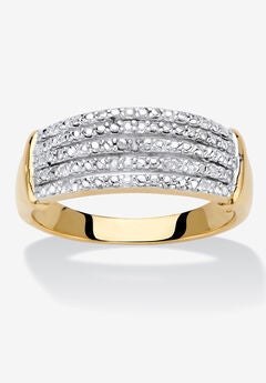 Yellow Gold-Plated Anniversary Ring with Genuine Diamond Accents