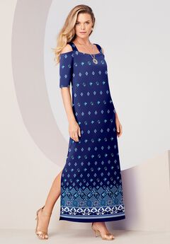 Plus Size Cold Shoulder Maxi Dress