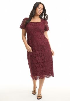 Square-Neck Lace Dress