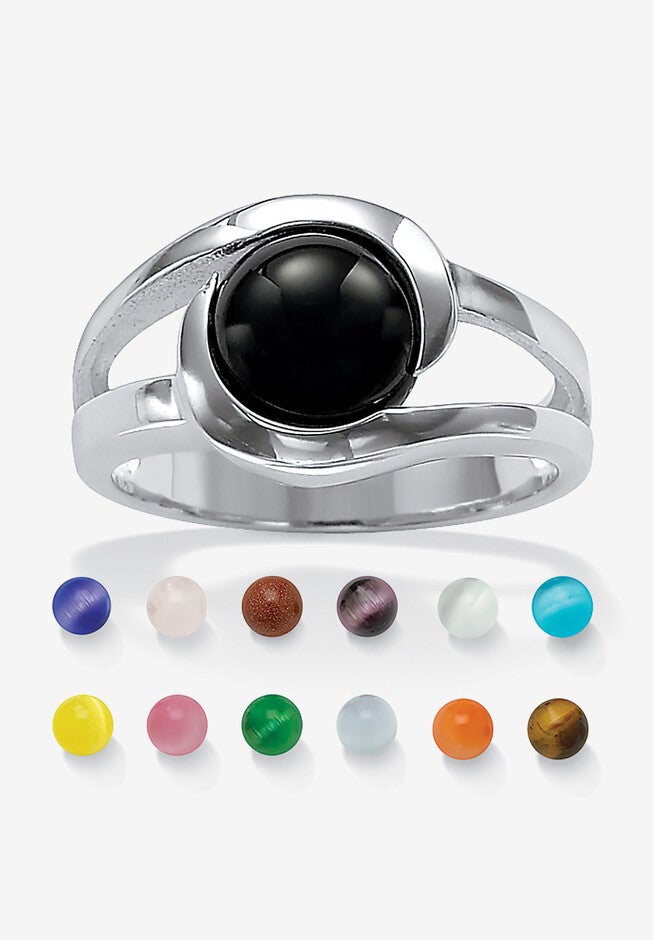 Silver Assorted Genuine Gemstone 14-Piece Interchangeable Ring Set, AGATE, hi-res image number null