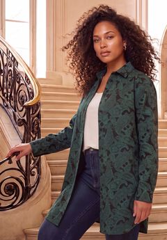 Plus Size Kate Long Sleeve Easy Cotton-Blend Button-Front Shirt