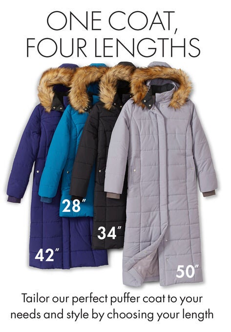 Maxi-Length Puffer Jacket with Hood, , alternate image number null