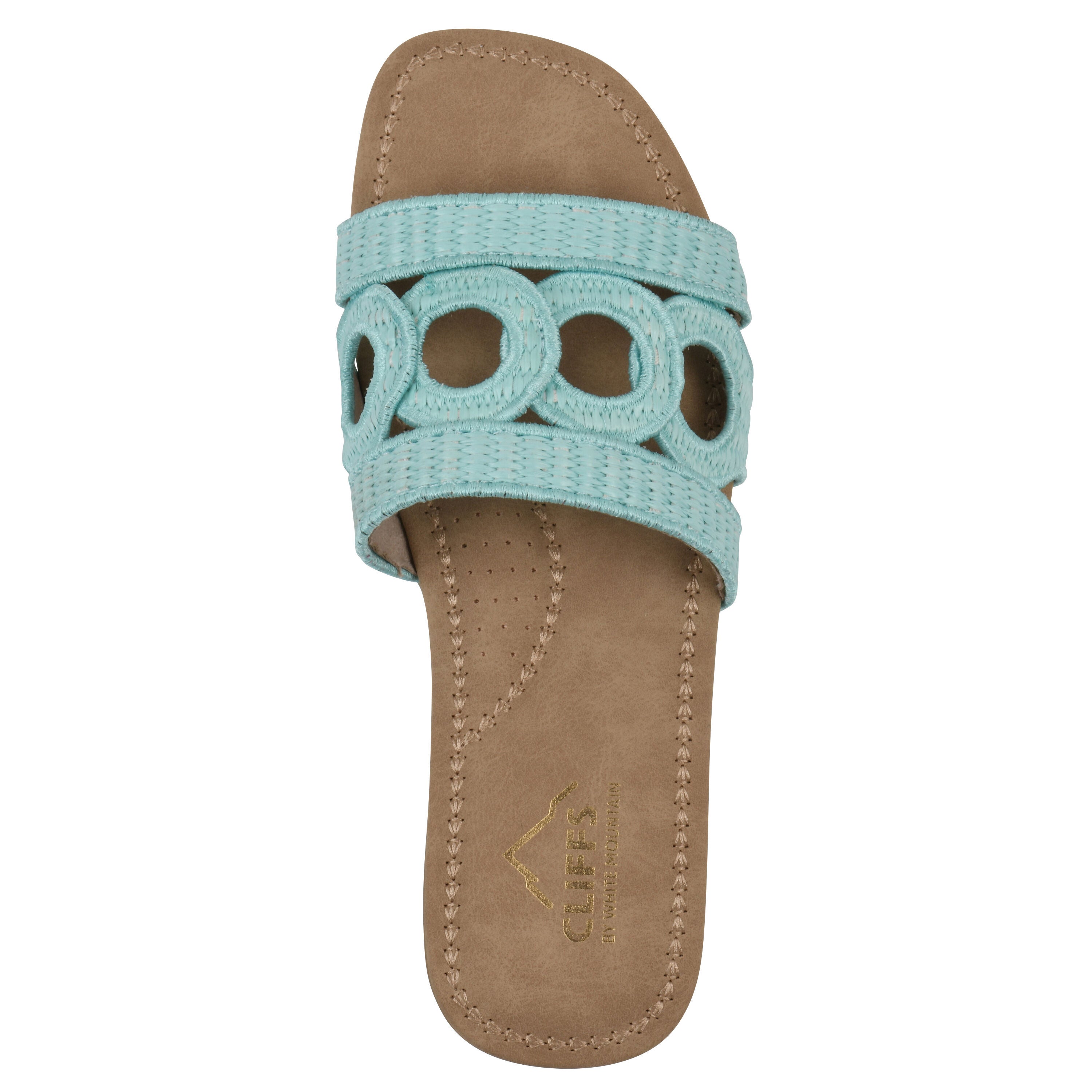 Fraly Slide Sandal, LIGHT BLUE RAFFIA, alternate image number 4