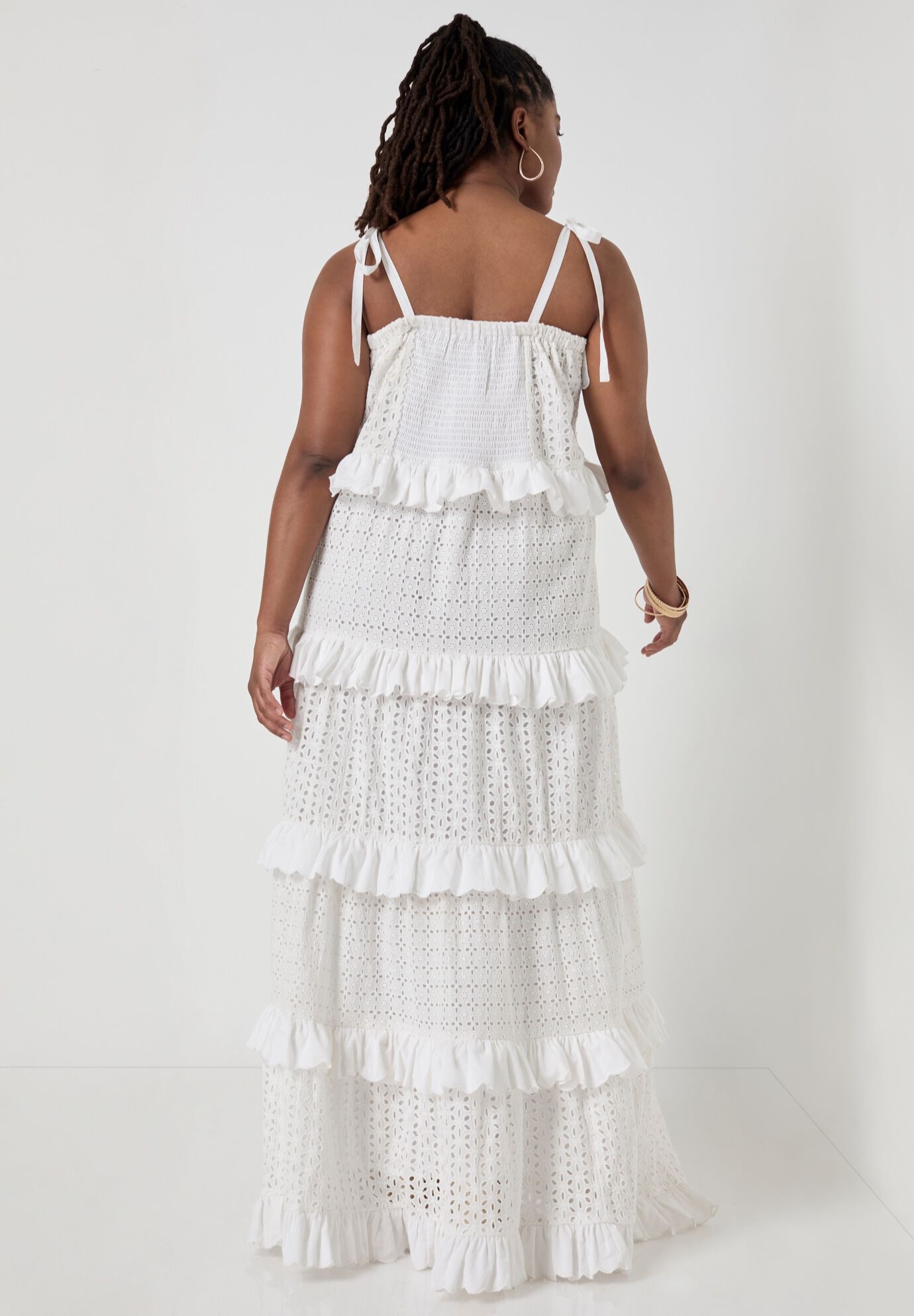 Eyelet Tiered Maxi Dress, SUGAR SWIZZLE, on-hover image number 1