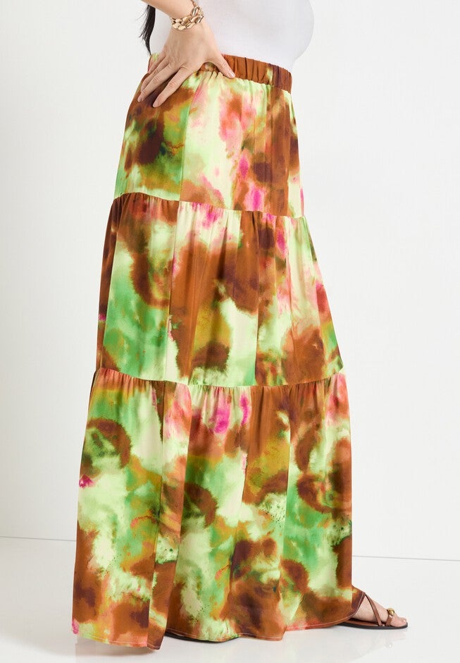 High-Slit Maxi Skirt, WATERCOLOR TIE DYE, alternate image number null