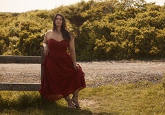 Ruffled Peplum Corseted Midi Dress