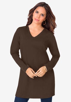 Plus Size Cotton Ultimate Long Sleeve V-Neck Tunic