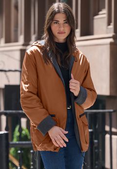 Plus Size Hooded Nylon Jacket