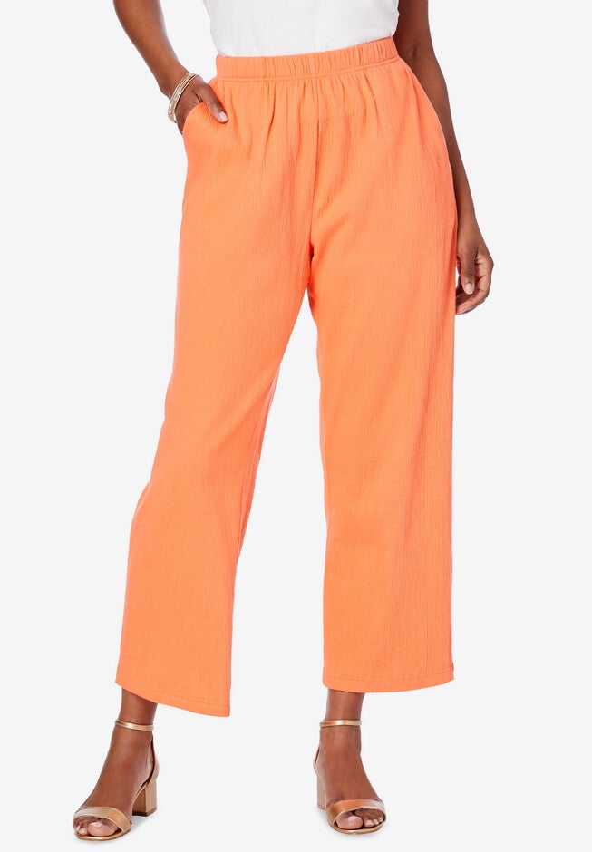 Crinkle-Knit Gauze Pant, TROPICAL MELON, hi-res image number null