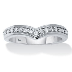 .25 TCW Diamond Sterling Silver Chevron Ring