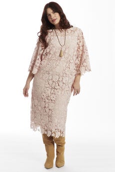 Bell-Sleeve Lace Midi Dress