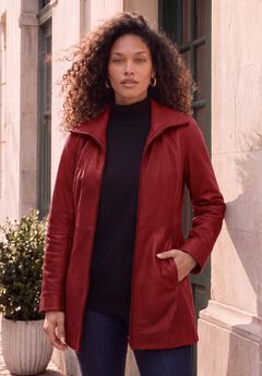 Plus Size A-Line Leather Jacket