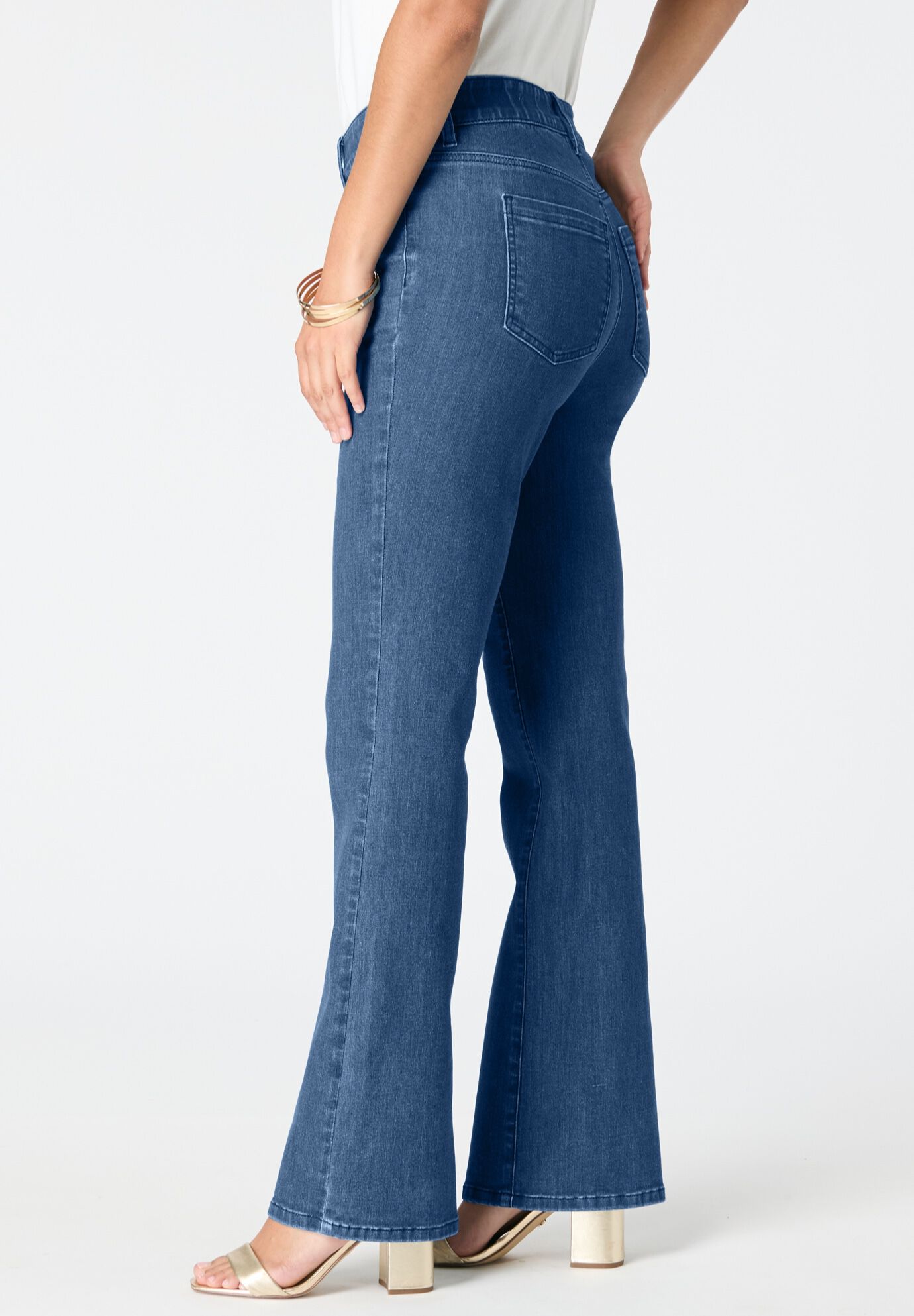 Plus Size High-Rise Tummy Control Bootcut Jeans, MEDIUM WASH, alternate image number 3