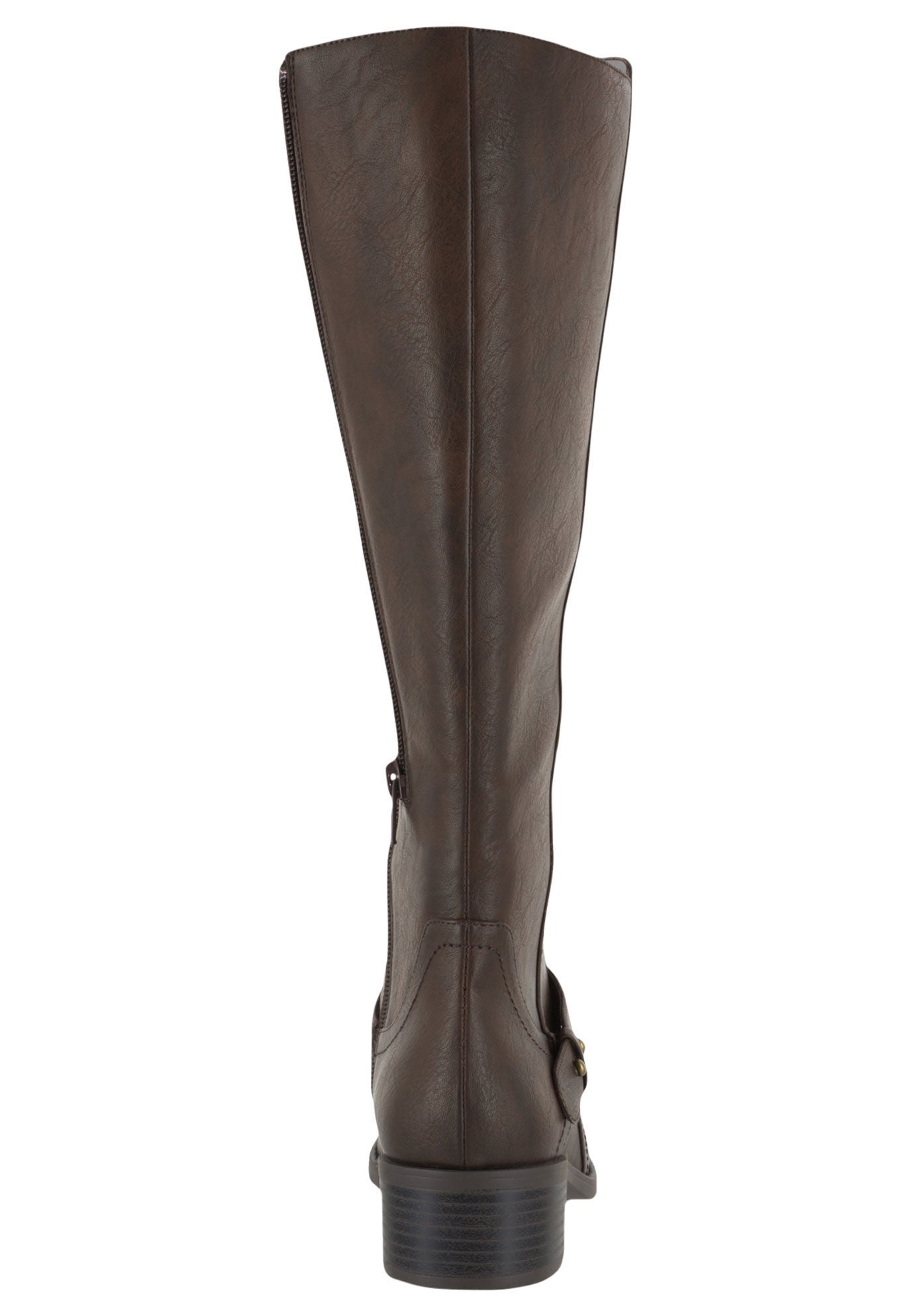 Wide Calf Jewel Boots with Retro Block Heel Brown Catherines