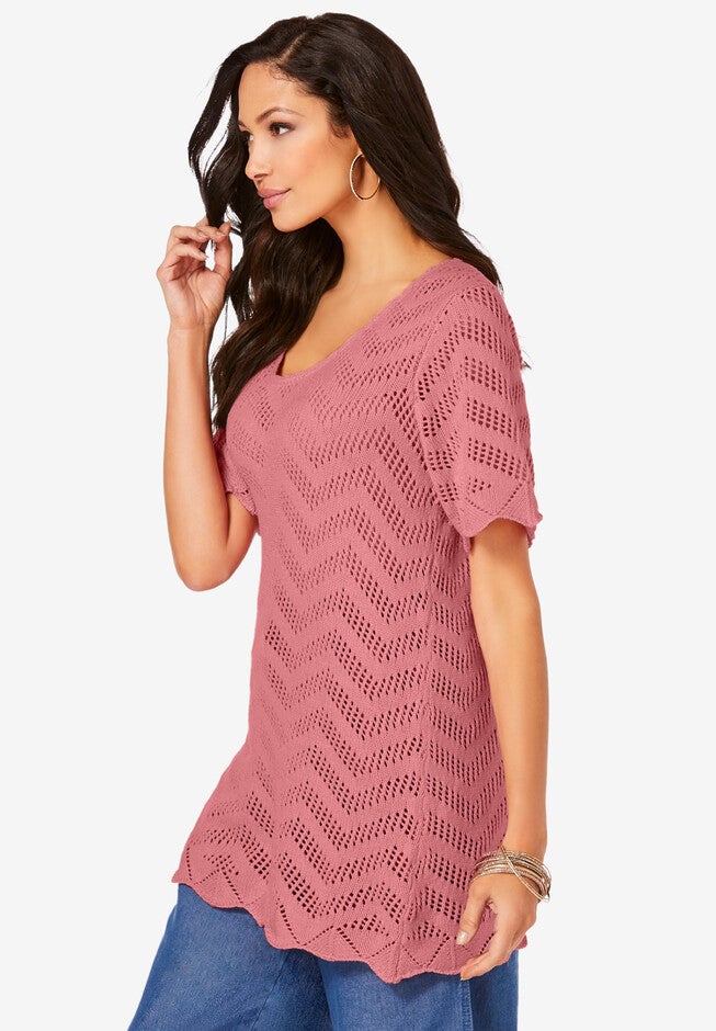 Scalloped Pullover Sweater, , alternate image number null
