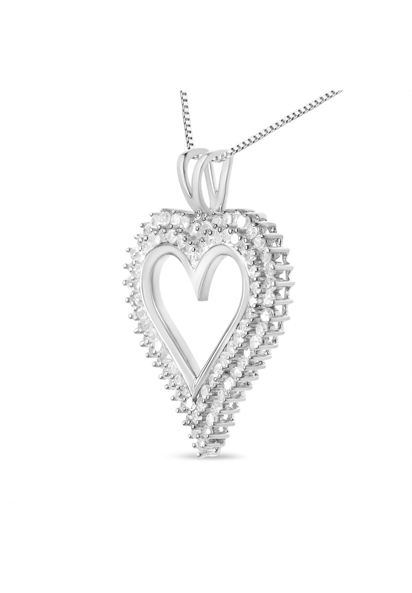 Sterling Silver 1.00 Cttw Diamond Heart Pendant Necklace, , alternate image number 2