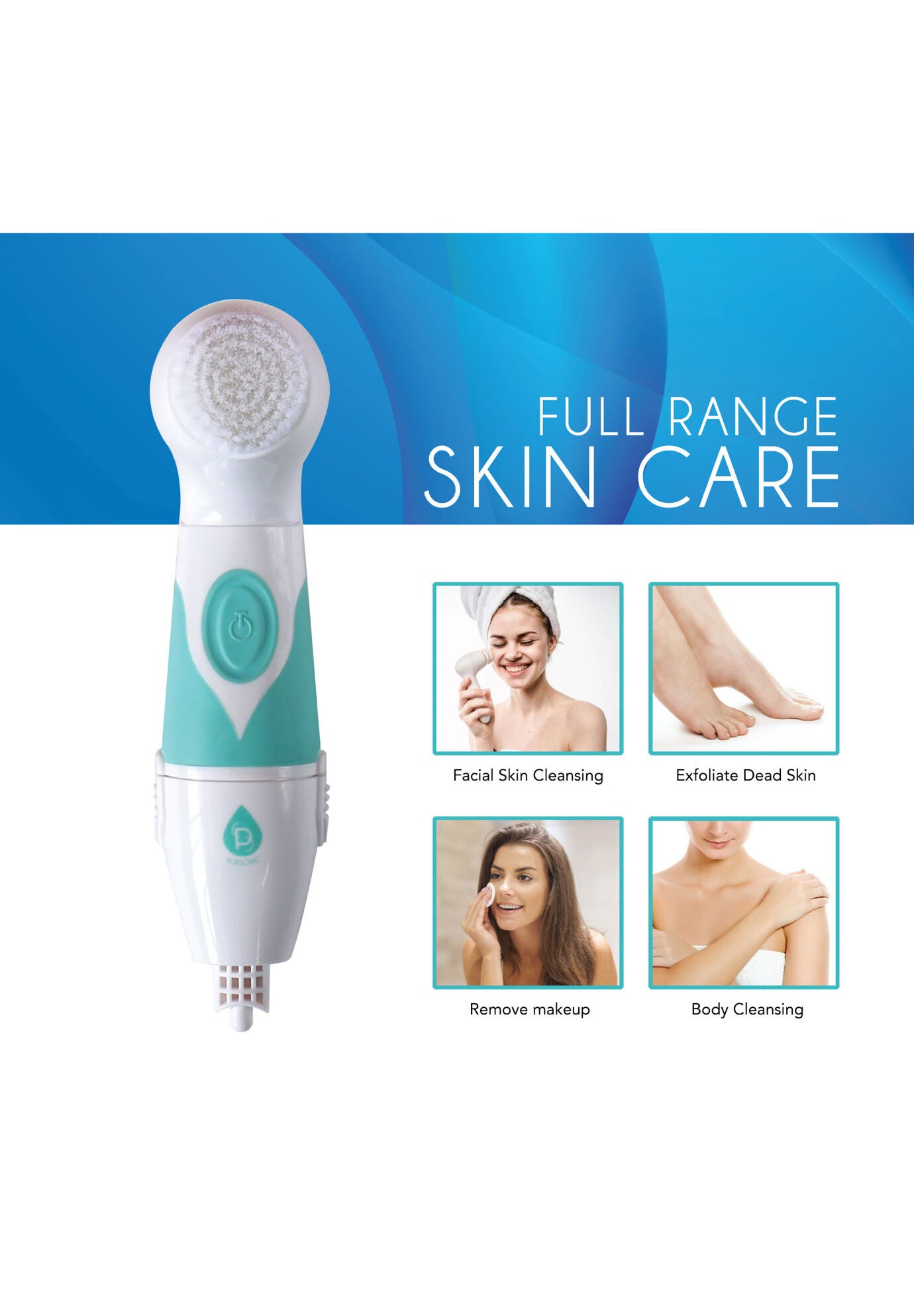 Waterproof Facial & Body Cleansing Brush With Extended Handle, , alternate image number 2