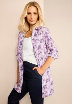 Kate Long-Sleeve Crisp Cotton-Blend Button-Front Tunic