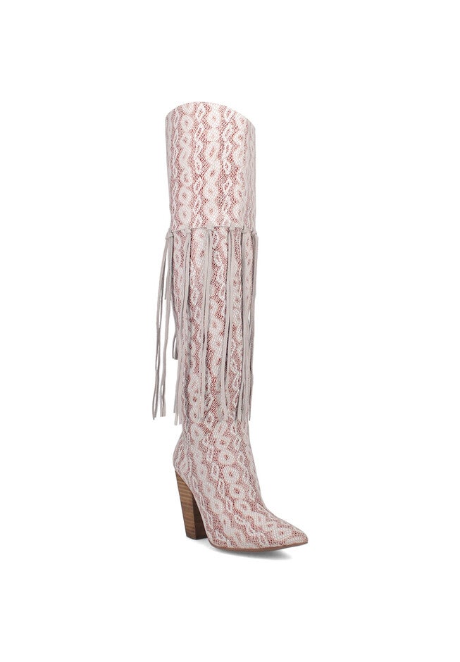Kitty Kat Knee High Fringe Boot, RED, hi-res image number 0