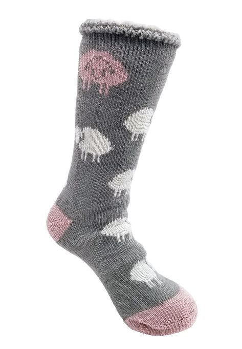 Allover Sheep Thermal Socks, GREY, hi-res image number null