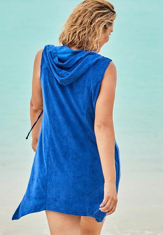 Maci Zip Front Terrycloth Cover Up Hoodie, , on-hover image number 1