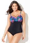 Sweetheart One Piece Swimsuit, MULTI STENCIL PALM, hi-res image number null