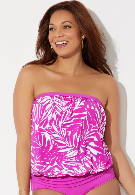 Bandeau Blouson Tankini Top | Catherines
