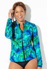 Chlorine Resistant Zip Up Swim Shirt, , hi-res image number null