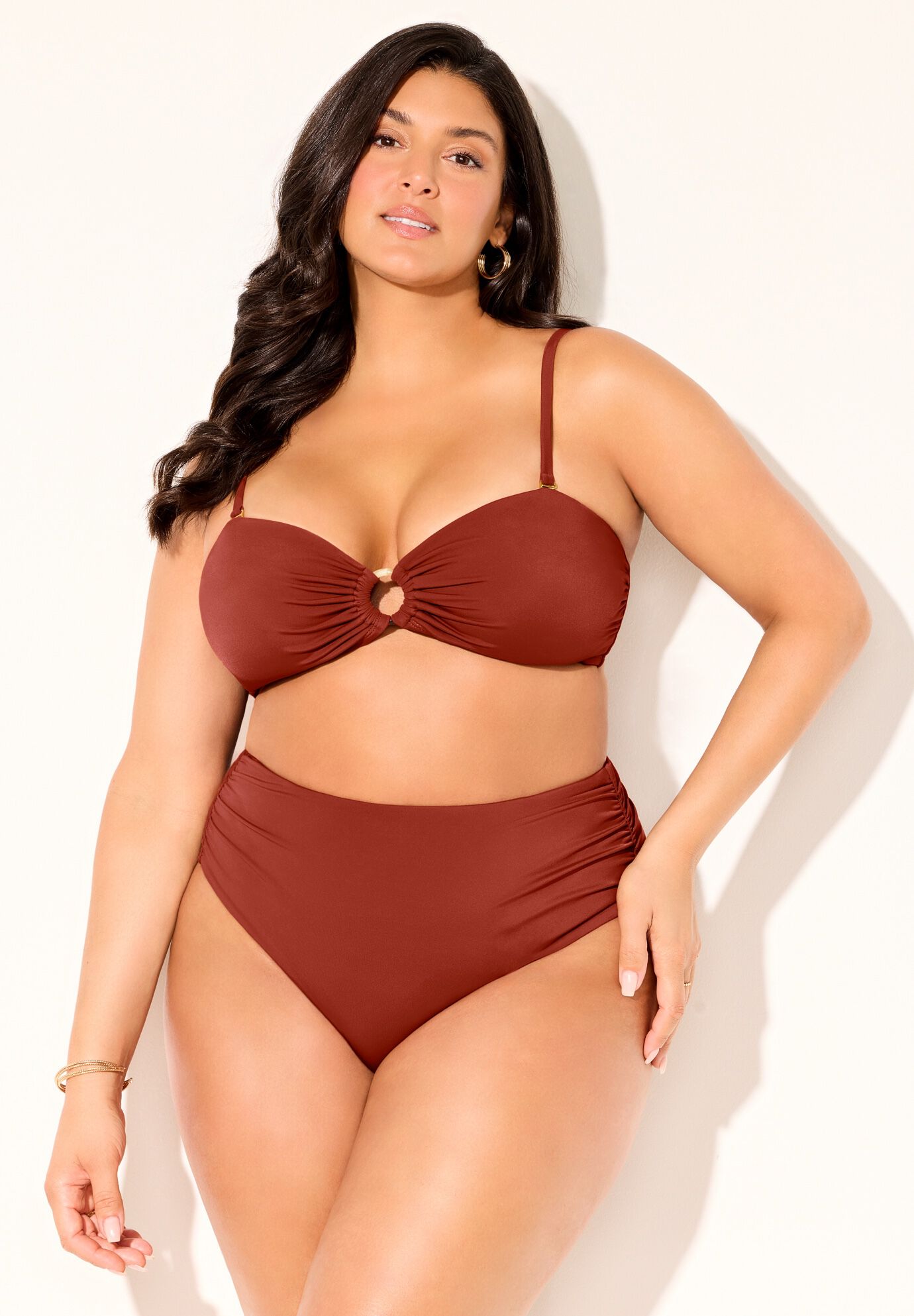 Ruched Ring Bandeau Bikini Set, , alternate image number 4