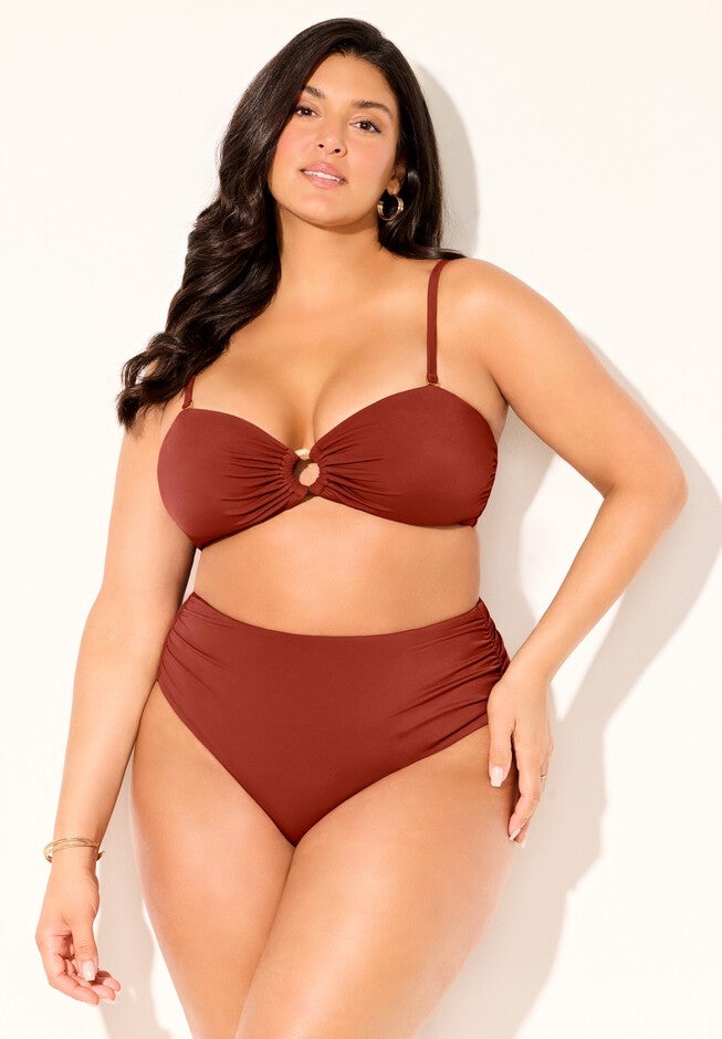 Ruched Ring Bandeau Bikini Set, , alternate image number null